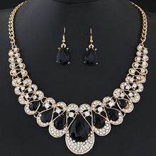 Load image into Gallery viewer, 1 Set Charm Women's Jewelry Drop Earrings Gold Color Pendant Choker Necklace Dangle Hook Bib Jewelry Set Brinco Noiva