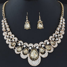 Load image into Gallery viewer, 1 Set Charm Women's Jewelry Drop Earrings Gold Color Pendant Choker Necklace Dangle Hook Bib Jewelry Set Brinco Noiva