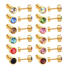 Load image into Gallery viewer, Newest Anti-Allergy Women Earrings Gold/Steel Round Shape Jewelry Screw Back Earring,Wholesale 12pairs/Lot
