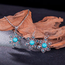 Load image into Gallery viewer, Valentines Day Gift African Beads Blue Stone Jewelry Set Dubai Jewelry Pendant Earring/sets Woman Parure Bijoux Femme