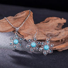 Load image into Gallery viewer, Valentines Day Gift African Beads Blue Stone Jewelry Set Dubai Jewelry Pendant Earring/sets Woman Parure Bijoux Femme