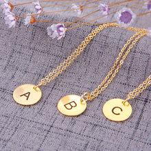 Load image into Gallery viewer, Simple Metal Round Coin Alphabet Letter Pendant Stainless Steel Choker Necklace Gold Chain Women Jewelry Accessories #248955