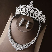 Load image into Gallery viewer, Hot Sale Noble Crystal Bridal Jewelry Sets Hotsale Silver Fashion Wedding Jewelry Tiara Necklace Earrings for Brides Bridesmaids