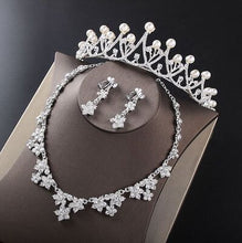 Load image into Gallery viewer, Hot Sale Noble Crystal Bridal Jewelry Sets Hotsale Silver Fashion Wedding Jewelry Tiara Necklace Earrings for Brides Bridesmaids