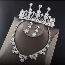 Load image into Gallery viewer, Hot Sale Noble Crystal Bridal Jewelry Sets Hotsale Silver Fashion Wedding Jewelry Tiara Necklace Earrings for Brides Bridesmaids