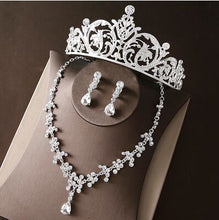 Load image into Gallery viewer, Hot Sale Noble Crystal Bridal Jewelry Sets Hotsale Silver Fashion Wedding Jewelry Tiara Necklace Earrings for Brides Bridesmaids