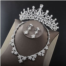 Load image into Gallery viewer, Hot Sale Noble Crystal Bridal Jewelry Sets Hotsale Silver Fashion Wedding Jewelry Tiara Necklace Earrings for Brides Bridesmaids