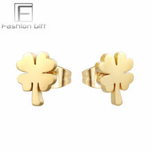 Load image into Gallery viewer, FGifter Fashion Punk Lock Key Stud Earrings Gold Color Stainless Steel Jewelry for Women Girls Ear Piercing Studs