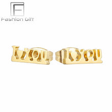 Load image into Gallery viewer, FGifter Fashion Punk Lock Key Stud Earrings Gold Color Stainless Steel Jewelry for Women Girls Ear Piercing Studs