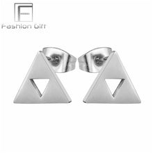 Load image into Gallery viewer, FGifter Fashion Punk Lock Key Stud Earrings Gold Color Stainless Steel Jewelry for Women Girls Ear Piercing Studs