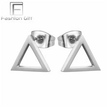 Load image into Gallery viewer, FGifter Fashion Punk Lock Key Stud Earrings Gold Color Stainless Steel Jewelry for Women Girls Ear Piercing Studs