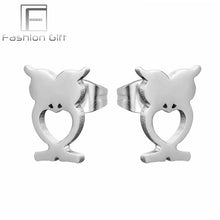 Load image into Gallery viewer, FGifter Fashion Punk Lock Key Stud Earrings Gold Color Stainless Steel Jewelry for Women Girls Ear Piercing Studs