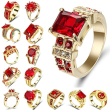 Load image into Gallery viewer, Engagement Rings Red Cubic Zirconia Gold Filled colour Rings Luxurious Jewelry Wedding Ring Women Ring For Party Buy A Gift