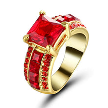 Load image into Gallery viewer, Engagement Rings Red Cubic Zirconia Gold Filled colour Rings Luxurious Jewelry Wedding Ring Women Ring For Party Buy A Gift
