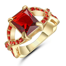 Load image into Gallery viewer, Engagement Rings Red Cubic Zirconia Gold Filled colour Rings Luxurious Jewelry Wedding Ring Women Ring For Party Buy A Gift