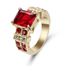 Load image into Gallery viewer, Engagement Rings Red Cubic Zirconia Gold Filled colour Rings Luxurious Jewelry Wedding Ring Women Ring For Party Buy A Gift