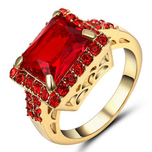 Load image into Gallery viewer, Engagement Rings Red Cubic Zirconia Gold Filled colour Rings Luxurious Jewelry Wedding Ring Women Ring For Party Buy A Gift