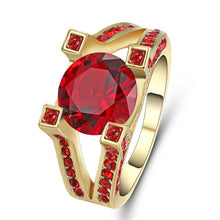 Load image into Gallery viewer, Engagement Rings Red Cubic Zirconia Gold Filled colour Rings Luxurious Jewelry Wedding Ring Women Ring For Party Buy A Gift