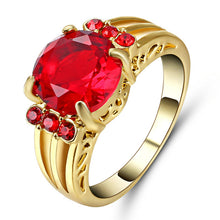 Load image into Gallery viewer, Engagement Rings Red Cubic Zirconia Gold Filled colour Rings Luxurious Jewelry Wedding Ring Women Ring For Party Buy A Gift