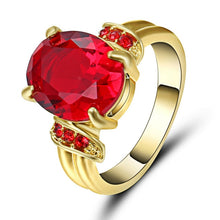 Load image into Gallery viewer, Engagement Rings Red Cubic Zirconia Gold Filled colour Rings Luxurious Jewelry Wedding Ring Women Ring For Party Buy A Gift