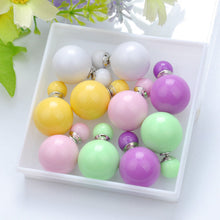 Load image into Gallery viewer, 5pair/lot 2016 Fashion Jewelry Women Earrings Double Sided Matte Ball Simulated Pearl Stud Earrings For Women Set Girl Colorful