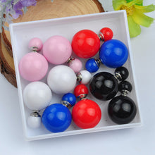 Load image into Gallery viewer, 5pair/lot 2016 Fashion Jewelry Women Earrings Double Sided Matte Ball Simulated Pearl Stud Earrings For Women Set Girl Colorful