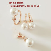 Load image into Gallery viewer, Anniebell 1Set Romantic New Fashion Wedding Rose Gold Color Jewelry Round Beads Shape Earring+Ring +Necklace Jewelry Sets