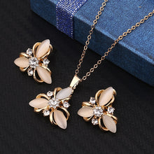 Load image into Gallery viewer, 2018 Fashion Opal Jewelry Sets Pandent Necklace Stud Earrings Crystal Natural Cat's Eye Stone Crystal Jewelry Set For Women