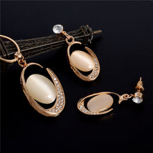 Load image into Gallery viewer, 2018 Fashion Opal Jewelry Sets Pandent Necklace Stud Earrings Crystal Natural Cat's Eye Stone Crystal Jewelry Set For Women