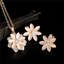 Load image into Gallery viewer, 2018 Fashion Opal Jewelry Sets Pandent Necklace Stud Earrings Crystal Natural Cat's Eye Stone Crystal Jewelry Set For Women