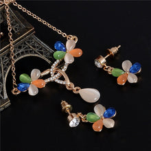 Load image into Gallery viewer, 2018 Fashion Opal Jewelry Sets Pandent Necklace Stud Earrings Crystal Natural Cat's Eye Stone Crystal Jewelry Set For Women