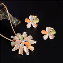Load image into Gallery viewer, 2018 Fashion Opal Jewelry Sets Pandent Necklace Stud Earrings Crystal Natural Cat's Eye Stone Crystal Jewelry Set For Women