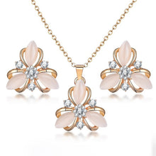 Load image into Gallery viewer, 2018 Fashion Opal Jewelry Sets Pandent Necklace Stud Earrings Crystal Natural Cat's Eye Stone Crystal Jewelry Set For Women