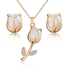 Load image into Gallery viewer, 2018 Fashion Opal Jewelry Sets Pandent Necklace Stud Earrings Crystal Natural Cat's Eye Stone Crystal Jewelry Set For Women