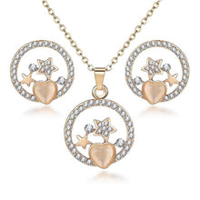 Load image into Gallery viewer, 2018 Fashion Opal Jewelry Sets Pandent Necklace Stud Earrings Crystal Natural Cat's Eye Stone Crystal Jewelry Set For Women