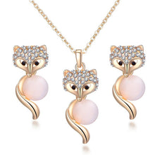 Load image into Gallery viewer, 2018 Fashion Opal Jewelry Sets Pandent Necklace Stud Earrings Crystal Natural Cat's Eye Stone Crystal Jewelry Set For Women