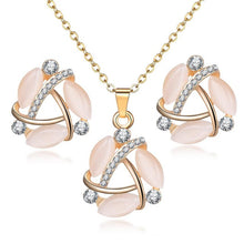 Load image into Gallery viewer, 2018 Fashion Opal Jewelry Sets Pandent Necklace Stud Earrings Crystal Natural Cat's Eye Stone Crystal Jewelry Set For Women