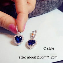 Load image into Gallery viewer, Fashion Vintage Flower Blue Water Drop Earrings Women Crystal Stone Long Tassel Earrings Cubic Zirconia Pearl Women Earrings
