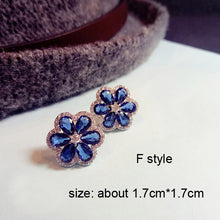 Load image into Gallery viewer, Fashion Vintage Flower Blue Water Drop Earrings Women Crystal Stone Long Tassel Earrings Cubic Zirconia Pearl Women Earrings