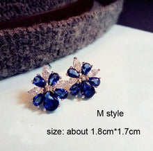 Load image into Gallery viewer, Fashion Vintage Flower Blue Water Drop Earrings Women Crystal Stone Long Tassel Earrings Cubic Zirconia Pearl Women Earrings