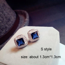 Load image into Gallery viewer, Fashion Vintage Flower Blue Water Drop Earrings Women Crystal Stone Long Tassel Earrings Cubic Zirconia Pearl Women Earrings