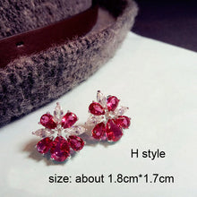 Load image into Gallery viewer, Fashion Geometric Rose Red Crystal stone Long Drop Earrings Square Oval Cubic Zirconia women Party Weddings Hanging Earrings