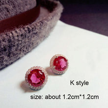 Load image into Gallery viewer, Fashion Geometric Rose Red Crystal stone Long Drop Earrings Square Oval Cubic Zirconia women Party Weddings Hanging Earrings