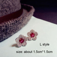 Load image into Gallery viewer, Fashion Geometric Rose Red Crystal stone Long Drop Earrings Square Oval Cubic Zirconia women Party Weddings Hanging Earrings