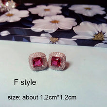 Load image into Gallery viewer, Luxury Rose Red stone Long Drop Earrings Water Drop and Flower Shape Hot pink Cubic Zirconia women Party Wedding Jewelry Gift