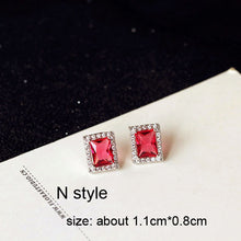 Load image into Gallery viewer, Luxury Rose Red stone Long Drop Earrings Water Drop and Flower Shape Hot pink Cubic Zirconia women Party Wedding Jewelry Gift