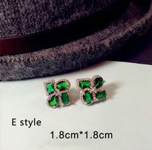Load image into Gallery viewer, Fashion Vintage Big Water Drop Green Crystal stone Long Earrings Flower Cubic Zirconia women Party Weddings Hanging Earrings