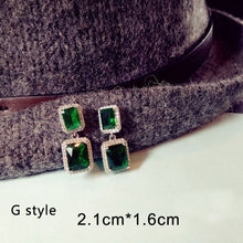 Load image into Gallery viewer, Fashion Vintage Big Water Drop Green Crystal stone Long Earrings Flower Cubic Zirconia women Party Weddings Hanging Earrings