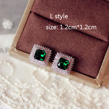 Load image into Gallery viewer, Fashion Vintage Big Water Drop Green Crystal stone Long Earrings Flower Cubic Zirconia women Party Weddings Hanging Earrings