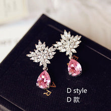 Load image into Gallery viewer, Fashion Cute Water Drop Pink Square Crystal Earrings Flower Heart Butterfly Cubic Zirconia women Party Weddings Birthday Gift